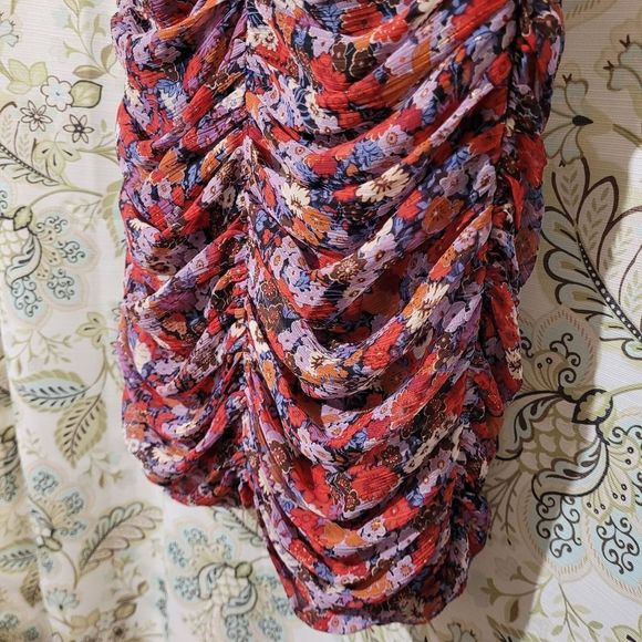 ZARA Floral Printed Dress With Ruching size medium - Picture 10 of 15